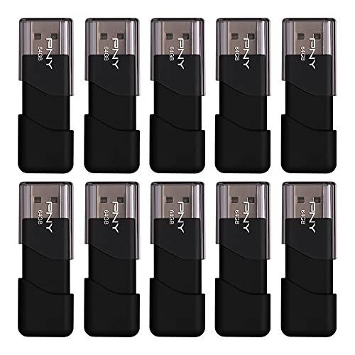 PNY P-FD64GX10ATT03-MP 64GB Attaché 3 USB 2.0 Flash Drive, Black (Pack of 10) - Image 1