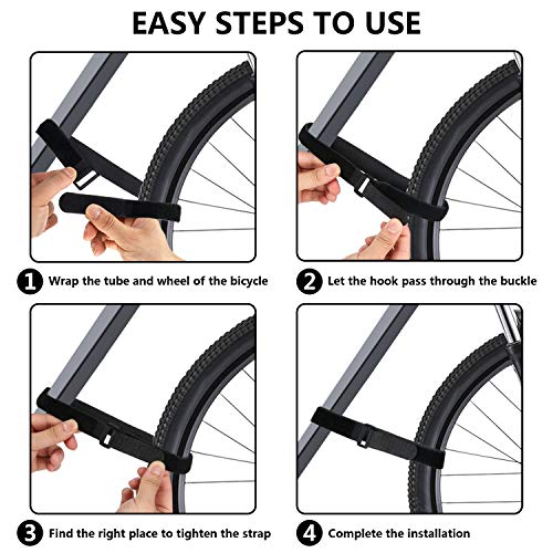 SANNIX 9 Pcs Reusable Bike Wheel Strap Adjustable Bike Wheel Stabilizer Straps Bike Rack Strap with Durable Hook (Black, Orange and Red) - Image 4