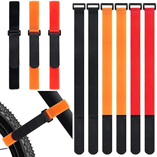 SANNIX 9 Pcs Reusable Bike Wheel Strap Adjustable Bike Wheel Stabilizer Straps Bike Rack Strap with Durable Hook (Black, Orange and Red) - Image 1