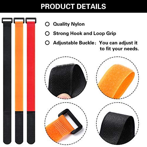 SANNIX 9 Pcs Reusable Bike Wheel Strap Adjustable Bike Wheel Stabilizer Straps Bike Rack Strap with Durable Hook (Black, Orange and Red) - Image 3