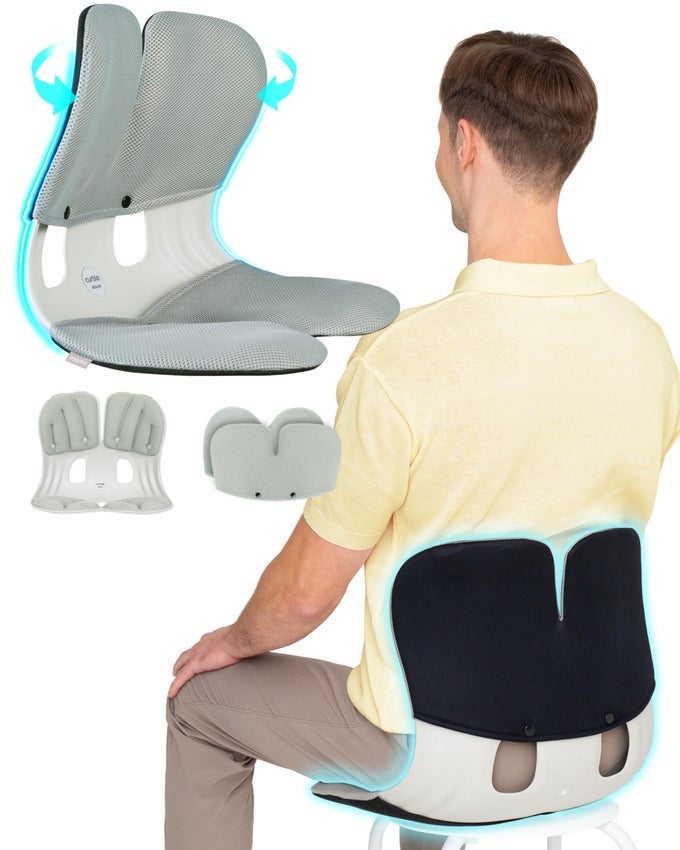 GRANDEXTRA WIDESTURDY COVER SET ERGONOMIC BACK SUPPORT CHAIR WITH DETACHABLE COVER LUMBAR SUPPORT FOR POSTURE CORRECTION LOWER BACK PAIN RELIEF PERFECT FOR HOME OFFICESET GREY