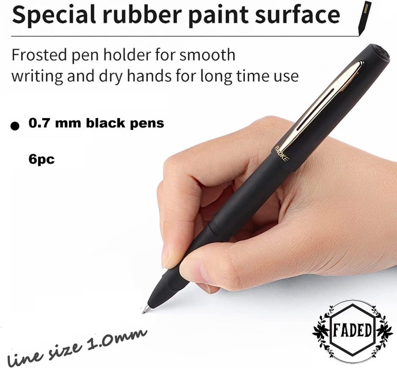 Faded Baoke Gel Pen Set | 0.7mm Fine Point Roller Ball Pens for Smooth Writing & Precision | Professional Line Drawing Pens for Artists, Designers & Illustrators (Black-Pack of 6) - Image 2