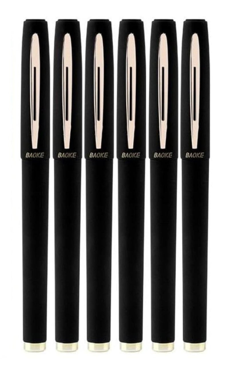 Faded Baoke Gel Pen Set | 0.7mm Fine Point Roller Ball Pens for Smooth Writing & Precision | Professional Line Drawing Pens for Artists, Designers & Illustrators (Black-Pack of 6) - Image 1