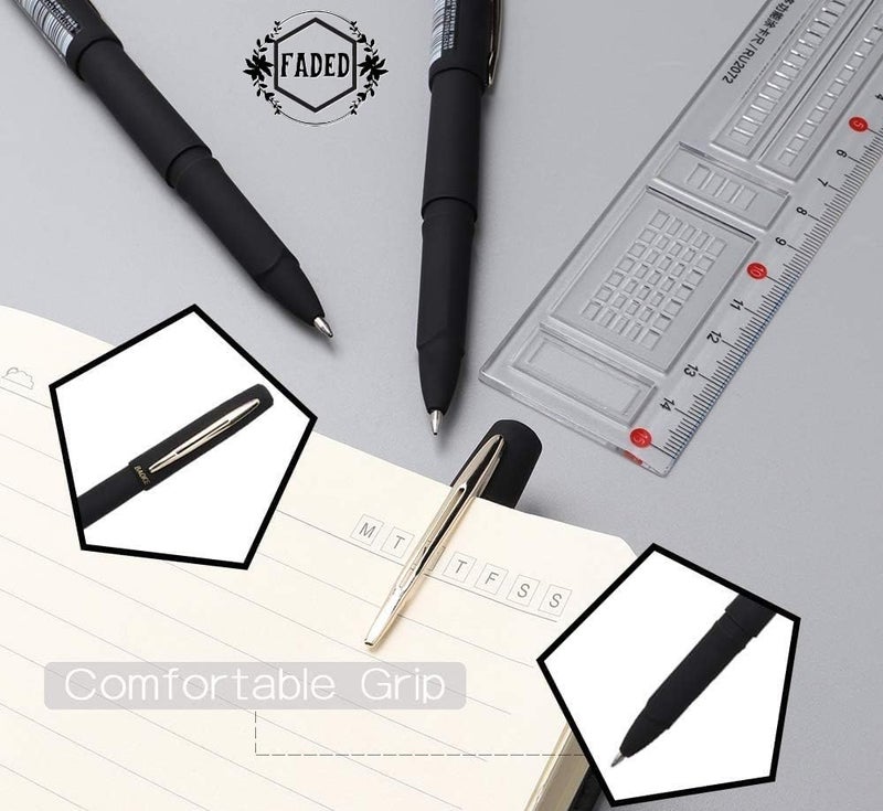 Faded Baoke Gel Pen Set | 0.7mm Fine Point Roller Ball Pens for Smooth Writing & Precision | Professional Line Drawing Pens for Artists, Designers & Illustrators (Black-Pack of 6) - Image 3