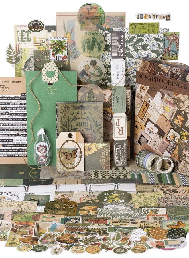 JOYCHOIC Vintage Junk Journal Supplies Aesthetic Journaling Kit, Scrapbook Papers Stickers Large Collection for Bullet Scrapbooking Materials, Planner DIY Arts Craft Collage, Girls, Adults - Image 1