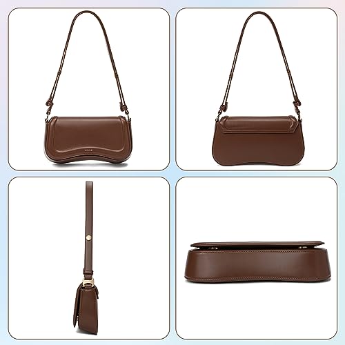 Keyli Shoulder Bag for Women mini Crossbody Purses Retro Classic Handbag Waterproof Vegan Leather Clutch Tote Hobo Purse Designer Bags with Adjustable Strap Brown - Image 5