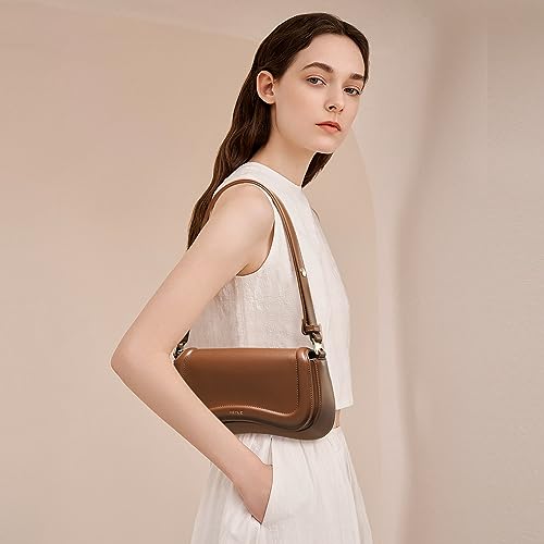 Keyli Shoulder Bag for Women mini Crossbody Purses Retro Classic Handbag Waterproof Vegan Leather Clutch Tote Hobo Purse Designer Bags with Adjustable Strap Brown - Image 4