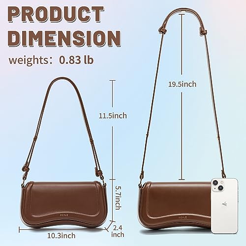 Keyli Shoulder Bag for Women mini Crossbody Purses Retro Classic Handbag Waterproof Vegan Leather Clutch Tote Hobo Purse Designer Bags with Adjustable Strap Brown - Image 3