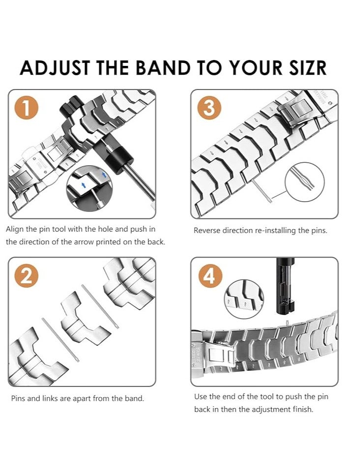 SNW - Stainless Steel Band for Apple Watch Ultra Band 49mm 45mm 44mm 42mm 38mm 40mm 41mm, Metal Strap with Folding Clasp for Apple Watch Series 8 7 6 5 4 3 2 1 for Men (Black, 49mm 45mm 44mm 42mm) - Image 1
