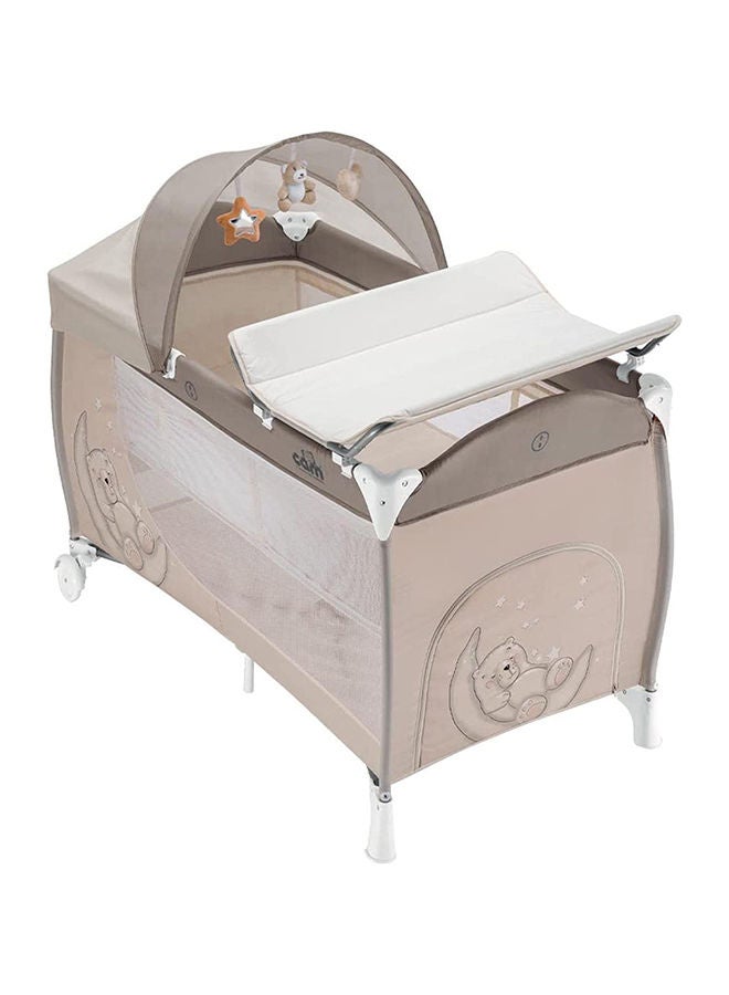 cam سرير سفر ليتينو ديلي بلس - وردي - سرير سفر مدمج يمكن أخذه في أي مكان، من 0 إلى 36 شهرًا، 2 عجلات، حقيبة سفر، طي مدمج، جيب كبير، سرير أطفال، سرير رضيع - Image 1