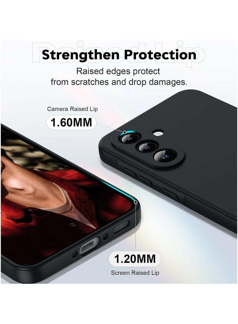 ايكارلوس جراب لهاتف Samsung Galaxy A56 5G، قطعتان من واقيات الشاشة الزجاجية المقواة، جراب ناعم من السيليكون السائل من مادة TPU ومضاد للصدمات من جل السيليكون المطاطي - أسود - Image 2