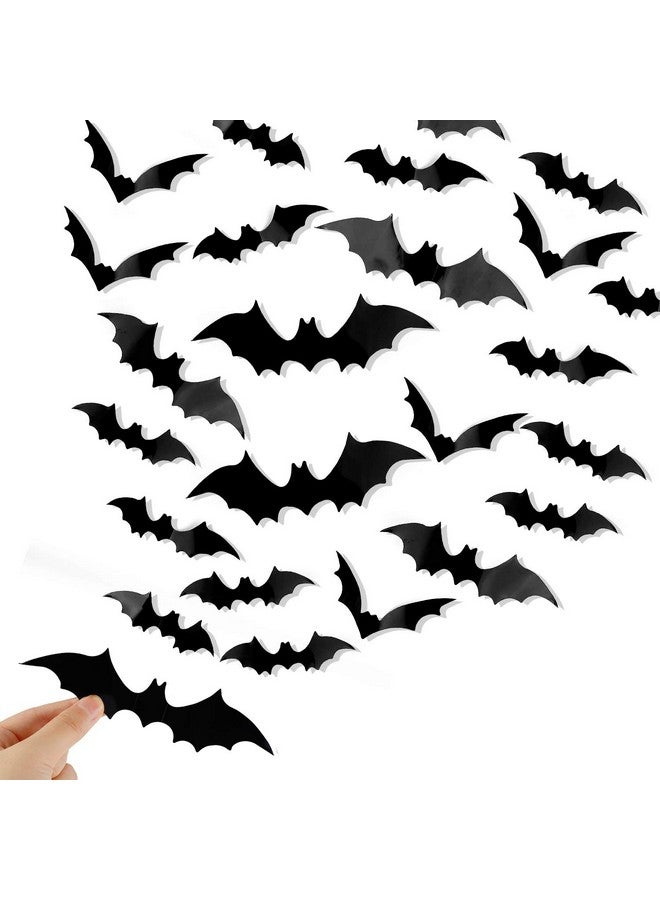 DIYASY Bats Wall Decor,120 Pcs 3D Bat Halloween Decoration Stickers for Home Decor 4 Size Waterproof Black Spooky Bats for Room Décor - Image 1