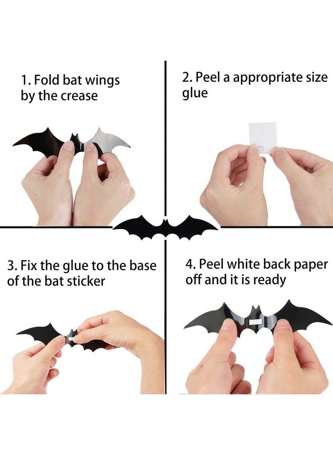 DIYASY Bats Wall Decor,120 Pcs 3D Bat Halloween Decoration Stickers for Home Decor 4 Size Waterproof Black Spooky Bats for Room Décor - Image 5