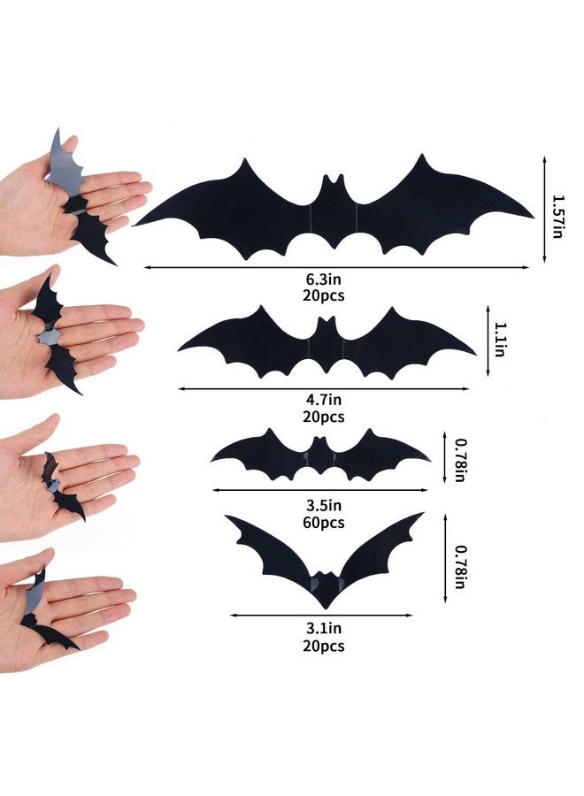 DIYASY Bats Wall Decor,120 Pcs 3D Bat Halloween Decoration Stickers for Home Decor 4 Size Waterproof Black Spooky Bats for Room Décor - Image 2