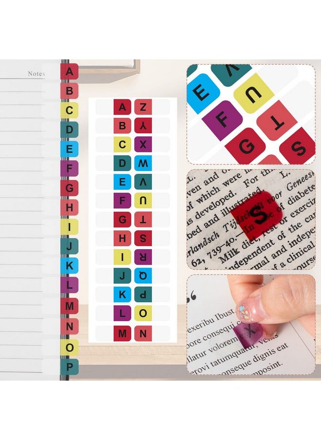 OIIKI - 728Pcs Colorful Alphabet Tabs A To Z 26 Letters Alphabet Stickers Alphabetical Tabs Indexes School Alphabet Label Stickers For Books Dictionary Notes File 28 Sheets - Image 1