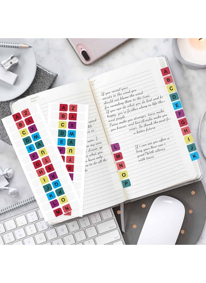 OIIKI - 728Pcs Colorful Alphabet Tabs A To Z 26 Letters Alphabet Stickers Alphabetical Tabs Indexes School Alphabet Label Stickers For Books Dictionary Notes File 28 Sheets - Image 1