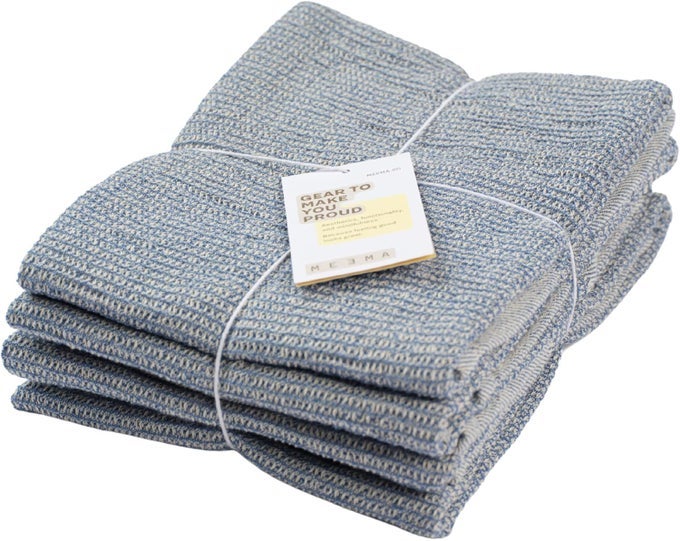 KITCHEN TOWELS AND DISHCLOTHS SETS OF 4 LARGE 20 X 28 INCH UPCYCLED COTTON TEA TOWELS FOR KITCHEN SUPER ABSORBENT BLUE HAND TOWELS