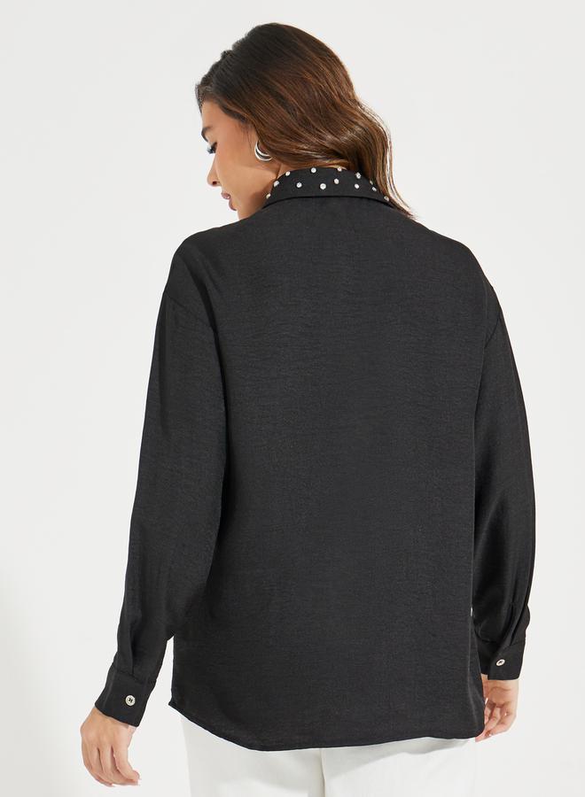 ستايلي بلوزة فضفاضة بأكمام طويلة وأزرار - Image 5