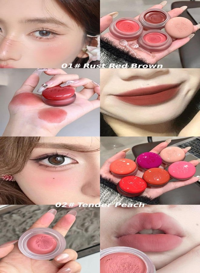 Cappuvini Chubby Creamy Blush Mud | Silky Smooth Texture | Multi-Use Tint Blush for Cheeks and Lips | Dewy Luminous Finish | High-Impact Pigmented Color | Romantic Shades from Raspberry to Tulip Pink | Comfortable Lightweight Wear Blusher for Face | Perfect for Soft Girl & Y2K Aesthetic Lovers (02# Tender Peach, 4.5g) - Image 2