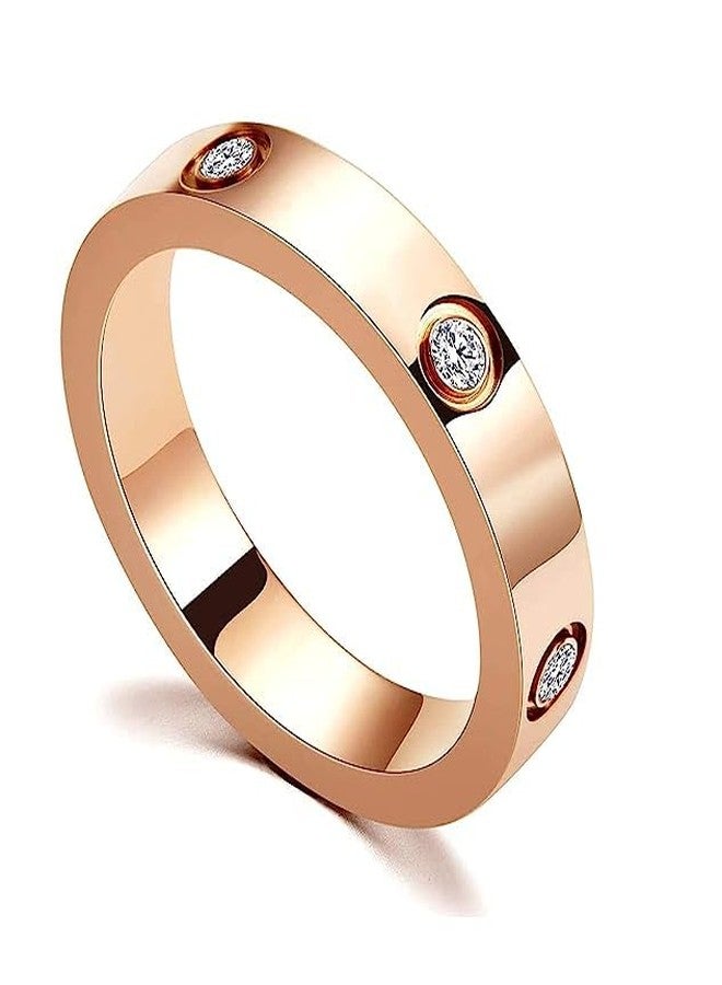 El Regalo Fashion Classic Titanium Steel Women Stacking Ring- Anti Tarnish/Waterproof Cubic Zirconia Stainless Steel Promise Ring for Girls & Women (Rose Gold, 8) - Image 5