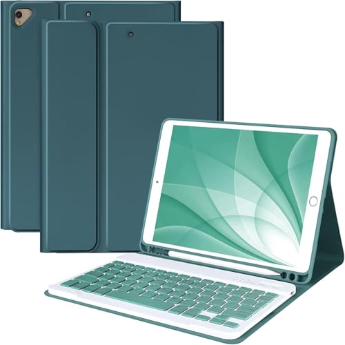 COO Keyboard Case for iPad 9th/8th/7th Generation 10.2", for iPad 9th Generation Case With Magnetic Detachable Wireless Keyboard, Auto Sleep/Wake Function,for iPad Pro 10.5" / iPad Air 3rd Gen(Dark Green) - Image 1