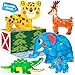 Oriate Jungle Animal Toys for Magnetic Tiles 5pcs Movable Joints Forest Magnetic Animals for Magnet Building Tiles Educational Zoo Animals Compatible with Kids Magnetic Blocks - Image 2