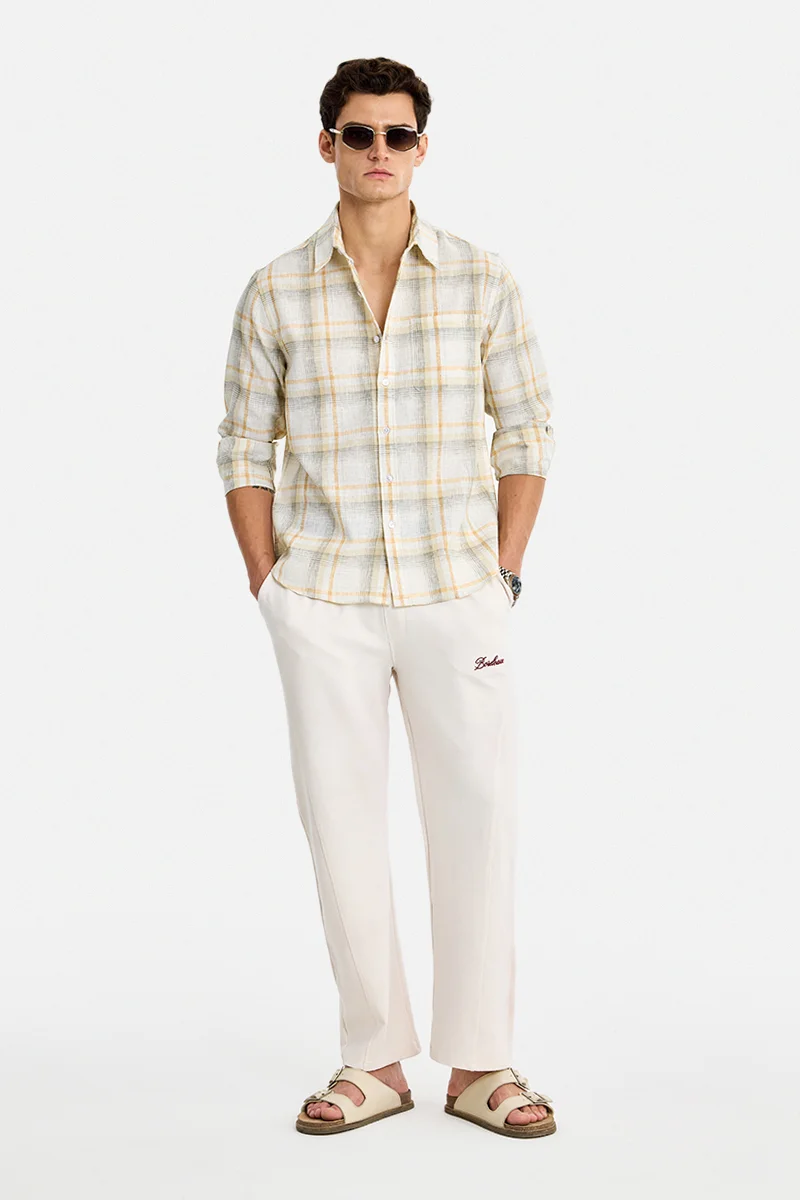سنيتش Off-White Checkered Long Sleeve Regular Fit Casual Shirt