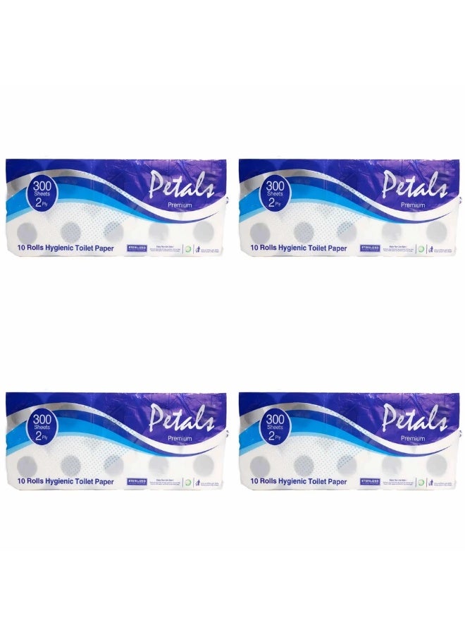 Petals ورق تواليت هجين 2 طبقة من بتلات بريميوم 10 لفات - 4 عبوات - Image 2