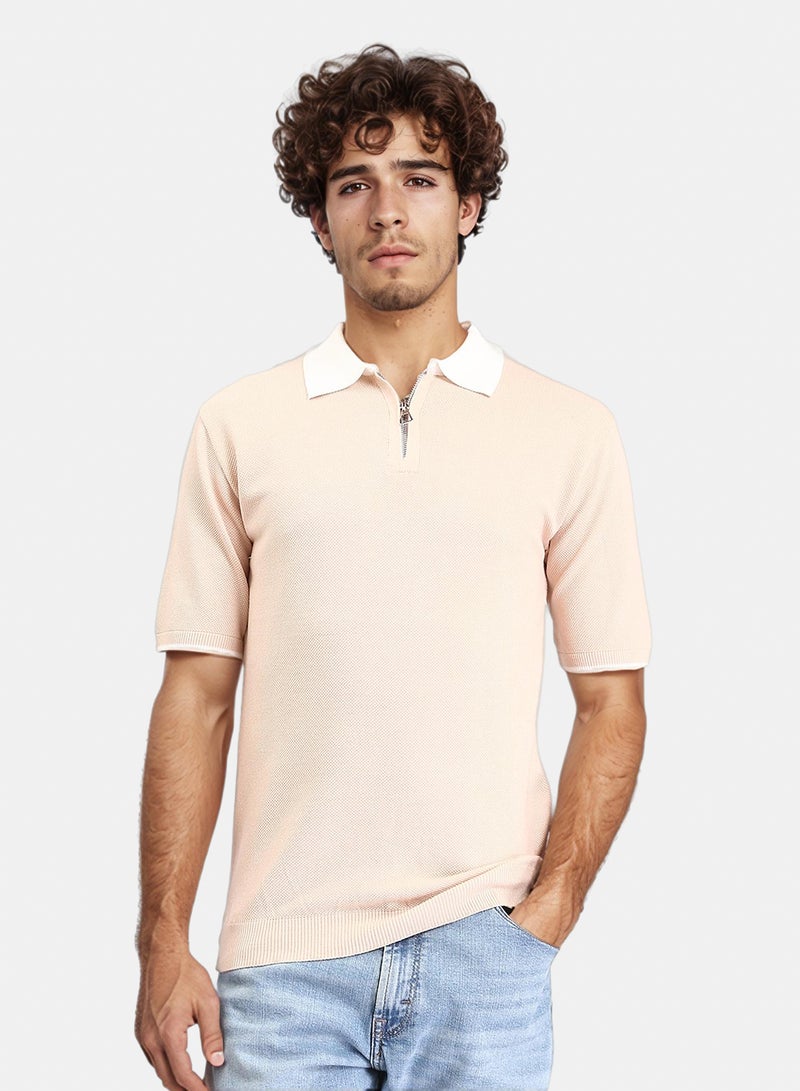 RAVIN Men Zip Knit Polo Shirt - Image 1
