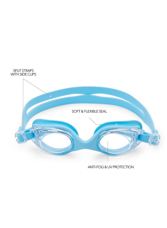 BOLDFIT نظارات سباحة للأطفال، للأولاد مع حزام قابل للتعديل، نظارات سباحة للبنات، نظارات سباحة محكمة الهواء للأطفال، نظارات سباحة - زرقاء - Image 3