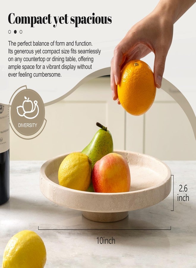 Koville Natural Travertine Fruit Bowl for Kitchen Counter – Decorative Stone Serving Marble Bowl for Fresh Fruits, Snacks, and Home Decor Centerpiece - Image 3