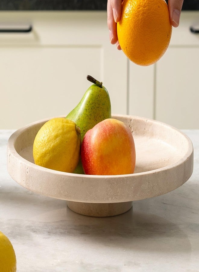 Koville Natural Travertine Fruit Bowl for Kitchen Counter – Decorative Stone Serving Marble Bowl for Fresh Fruits, Snacks, and Home Decor Centerpiece - Image 1