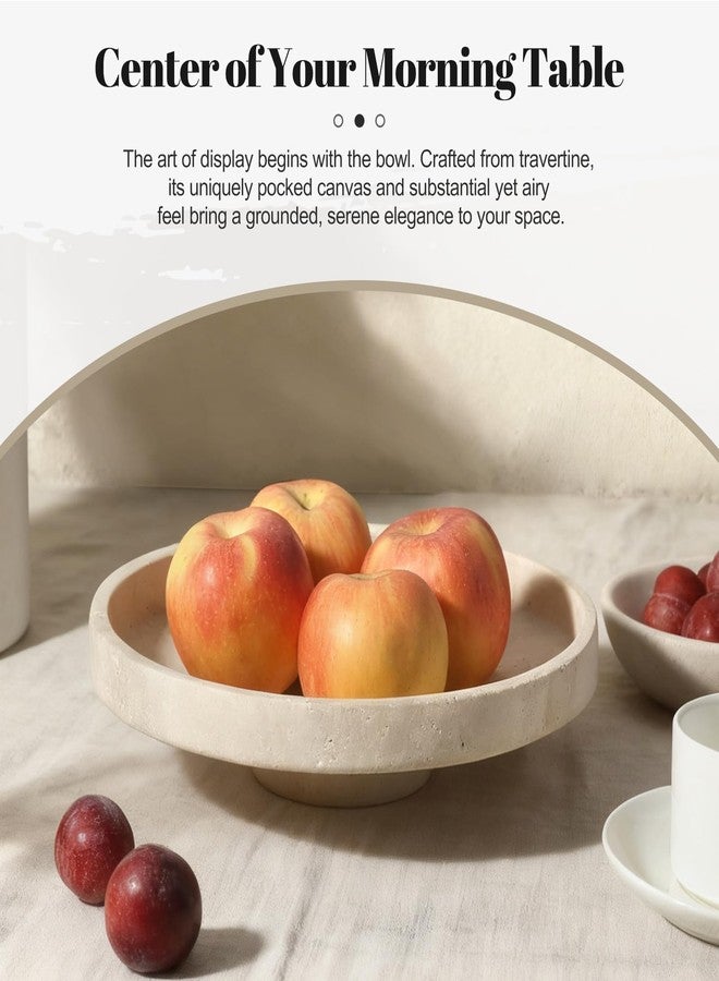 Koville Natural Travertine Fruit Bowl for Kitchen Counter – Decorative Stone Serving Marble Bowl for Fresh Fruits, Snacks, and Home Decor Centerpiece - Image 2