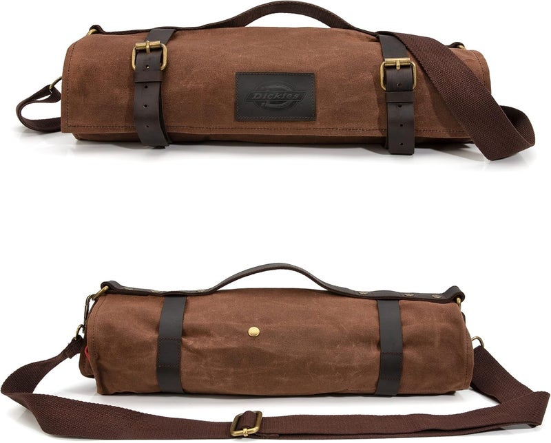 Dickies حقيبة رول سكاكين الطهاة من ديكيز - منظم محمول وتخزين أدوات المائدة - قماش مشمع جلد متوسط - Image 2