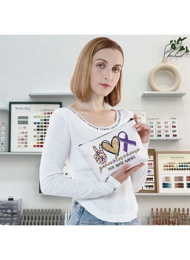 LEVLO Cystic Fibrosis Awareness Cosmetic Make Up Bag Cf Awareness Inspired Gift Cystic Fibrosis Awareness Ribbon Make Up Zipper Pouch Bag (Cystic Fibrosis Awareness)  - Image 5
