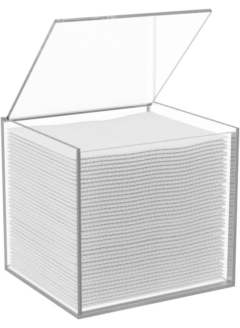 Clear Acrylic Box for Clean Towels XL (NOT Included), Container For 50 Disposable Clean Towels XL, Face Towelettes Bathroom Counter Storage, Bin for Cleansing Facial Dry Wipes - Image 1