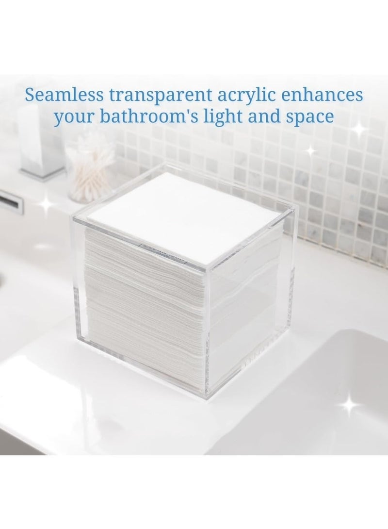 Clear Acrylic Box for Clean Towels XL (NOT Included), Container For 50 Disposable Clean Towels XL, Face Towelettes Bathroom Counter Storage, Bin for Cleansing Facial Dry Wipes - Image 4