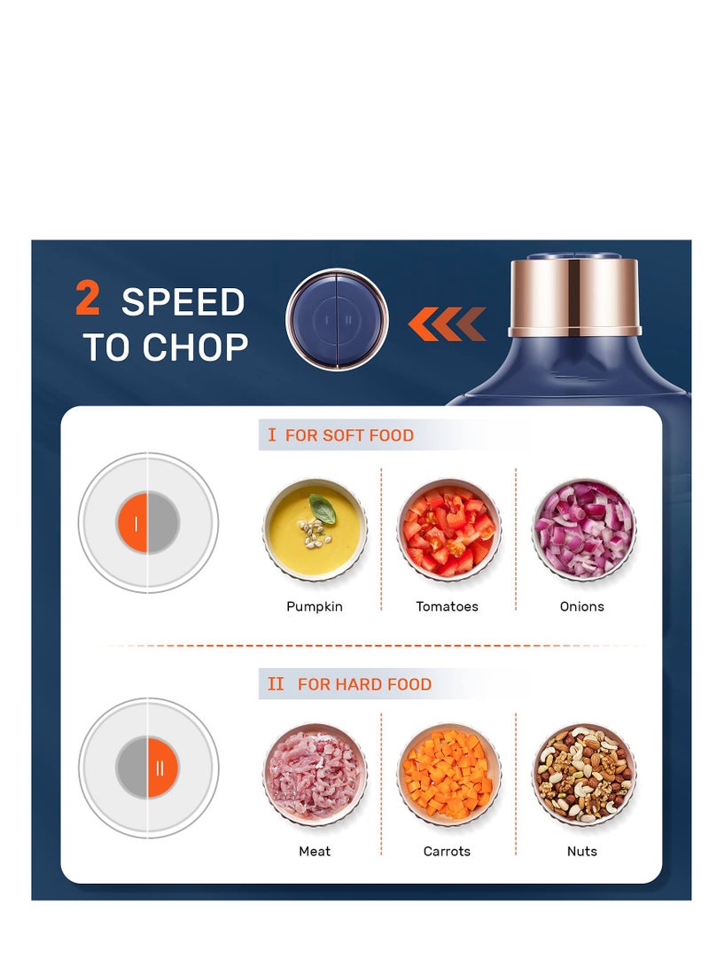خلاط طعام كهربائي مع 2 وعاء زجاجي (8 أكواب + 2.5 كوب)، طاحونة بقوة 400 واط، شفرة من الفولاذ المقاوم للصدأ مع مجموعتين من الشفرات، سرعتان للحوم والخضار وطعام الأطفال - Image 4