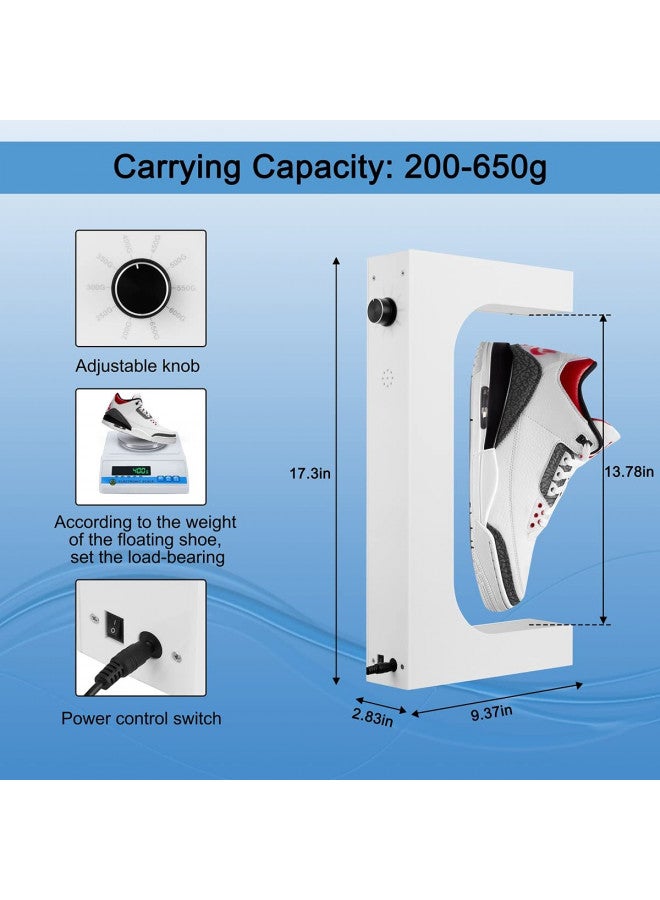 UVEHAS Levitating Shoe Display Magnetic Levitation Sneaker Stand with LED Light, Rotating Floating Holder Rack for Shoes Collectors Advertising Exhibition Shoe Store Show Home Decoration, White - Image 2