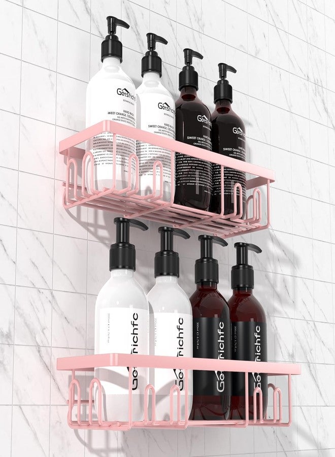 Getsrichfc Shower Caddy Adhesive, Rustproof Shower Shelves for Inside Shower, Large Capacity Bathroom Organizers and Storage, Shower Storage with Removable Hooks, No Drill Bathroom Accessories Pink - Image 1
