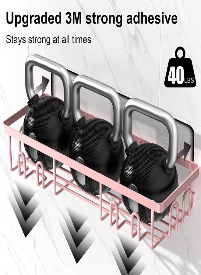 Getsrichfc Shower Caddy Adhesive, Rustproof Shower Shelves for Inside Shower, Large Capacity Bathroom Organizers and Storage, Shower Storage with Removable Hooks, No Drill Bathroom Accessories Pink - Image 5