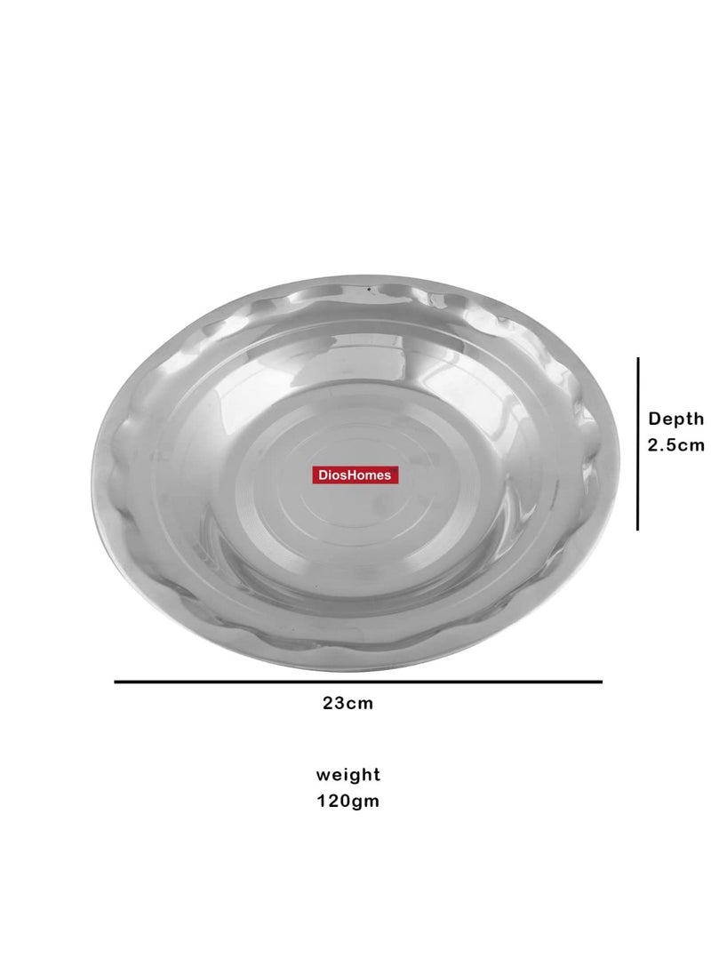 DiosHomes DiosHomes Stainless Steel Deep SoupBreakfastMaggiPastaIdliPohaRiceSaladGravy Plate with Mirror Polish Heavy Gauge Dia23cm Depth25cm Silver Pack of 2 08  - Image 2