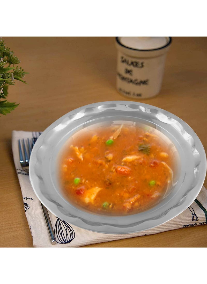 DiosHomes DiosHomes Stainless Steel Deep SoupBreakfastMaggiPastaIdliPohaRiceSaladGravy Plate with Mirror Polish Heavy Gauge Dia23cm Depth25cm Silver Pack of 2 08  - Image 4