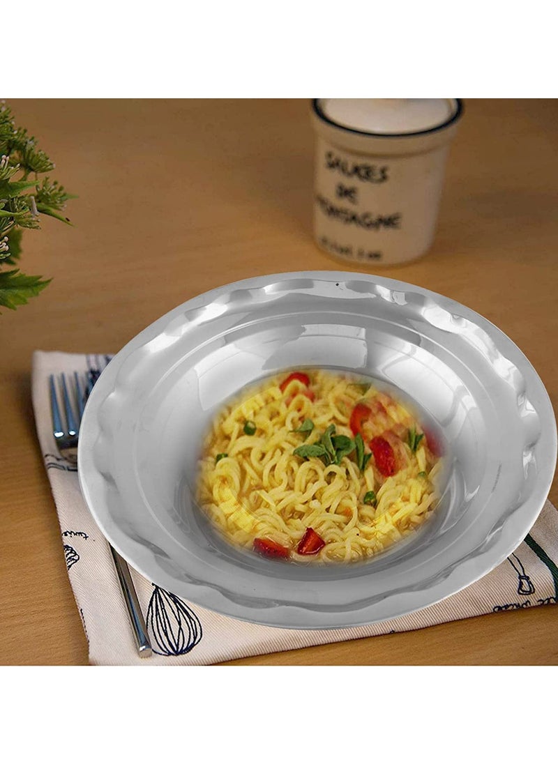 DiosHomes DiosHomes Stainless Steel Deep SoupBreakfastMaggiPastaIdliPohaRiceSaladGravy Plate with Mirror Polish Heavy Gauge Dia23cm Depth25cm Silver Pack of 2 08  - Image 3
