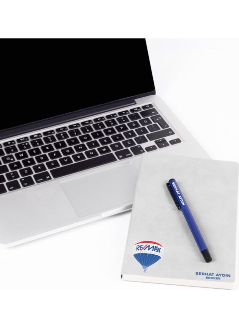 Gray Color Name and Logo Printed Agenda Pen Set Special for Office Real Estate Consultants