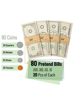 Mr. Pen Play Money For Kids 150 Pcs Ages 3+ Toy Money Money Games Fake Money For Kids Pretend Money Toddler Learning Money Kids Play Money Realistic Money Fake Cash Coins For Kids  - Image 3