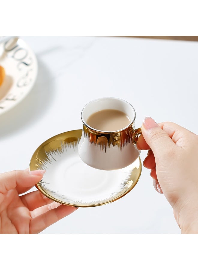 لاتين طقم أكواب للقهوة العربية والتركية والإسبريسو (6 أكواب مع أطباقها) - مناسب للمنزل والمكتب والمطاعم والهدايا وحفلات الحدائق وجلسات شاي ما بعد الظهيرة. - Image 2
