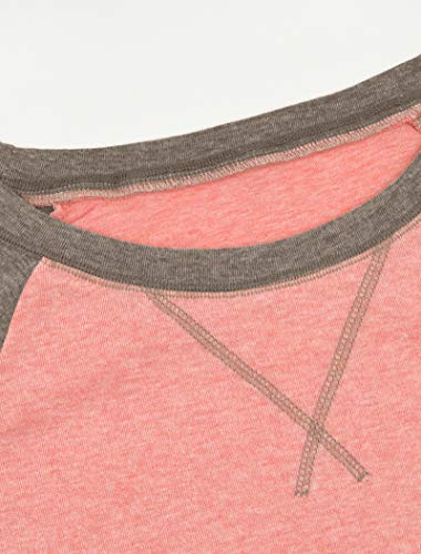 Bingerlily Women's Casual Long Sleeve Tunic Tops Crew Neck Color Block Blouses Deep Peach - Image 4
