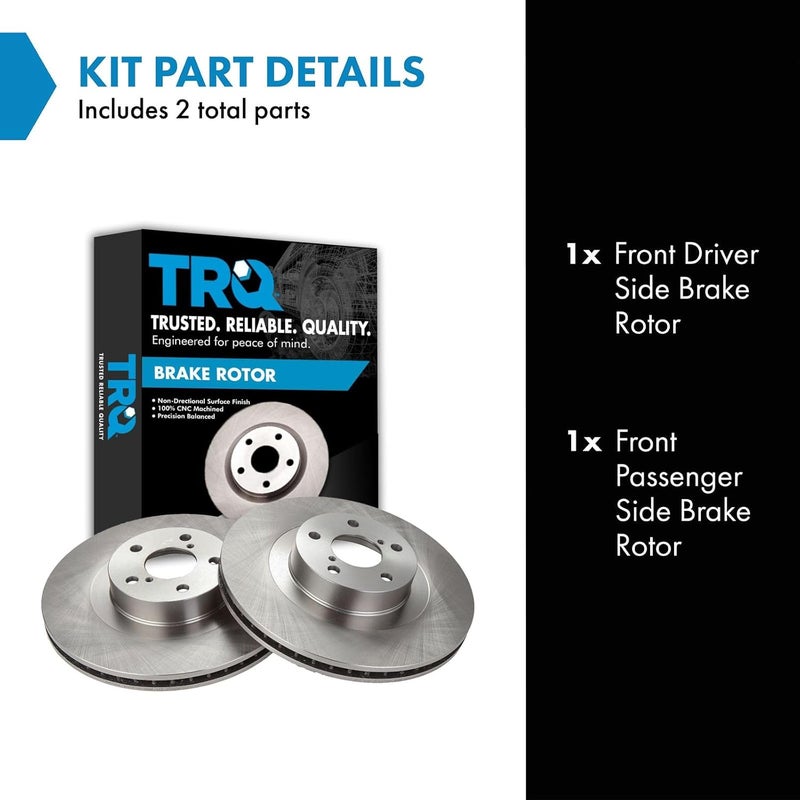TRQ Front Brake Rotor Set Vented Compatible with 2005-2006 Saab 9-2X 2003-2006 Subaru Baja 2003-2008 Forester 2002-2007 Impreza 2000-2005 Legacy 2001-2005 Outback - Image 2