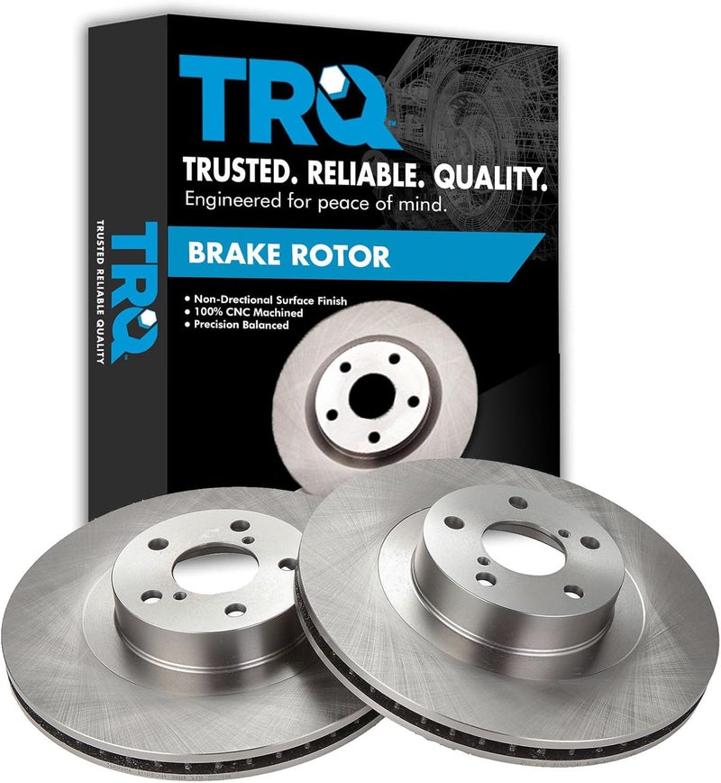 TRQ Front Brake Rotor Set Vented Compatible with 2005-2006 Saab 9-2X 2003-2006 Subaru Baja 2003-2008 Forester 2002-2007 Impreza 2000-2005 Legacy 2001-2005 Outback - Image 1